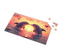 Puzzle 1000 Pieces Two Dolphins Kissing At Sunset Picture Puzzle Easter Toys For Kids Ages 4-8 500 Piece Puzzles(300PCS)