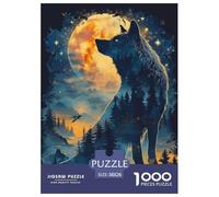 Puzzle 1000 Pieces Wolf Brainteasing The Wolf Under The Night Sky Fully Interlocking Home Decoration Puzzles for Adults 38x26cm/1000pcs
