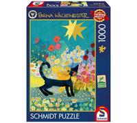 Schmidt Spiele 58661 Cat in the Sea of Flowers, Rosina Wachtmeister, 1000 Pieces Jigsaw Puzzle Made of Grass Cardboard