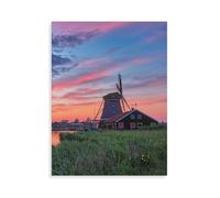 puzzle 1000，Rural scene in the Netherlands: windmills at the tourist site Zaanse Schans，Jigsaw puzzle for for adults teens and challenge educational-wooden（75x50cm）-M52
