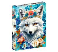 ENJOY Puzzle White Snow Fox with Flowers Portrait Illustration - 1000 Pieces Jigsaw Puzzle for Adults - Matte Finish, Soft Touch, Easy to Assemble, Tight Fit, Vivid Colors, Missing Pieces Service
