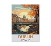 Puzzle 1000 Stück，Dublin Irland Vintage Reiseposter，Klassische Puzzle 3D Puzzle DIY Kit Papier spielzeug Einzigartiges Geschenk Wohnkultur（38x26cm）-BH20