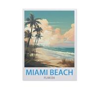 Puzzle 1000 Teile Erwachsene,Miami Beach Florida Vintage Reiseplakate,Papier puzzle(38x26cm)-CC40