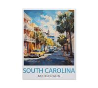 Puzzle 1000 Teile für Erwachsene, Vintage-Reiseplakat von South Carolina, Puzzles für Teenager, Jungen und Mädchen,lustige und anspruchsvolle Puzzles für die ganze Familie zum Geburtstag,26x38cm