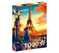 ENJOY Puzzle Paris Eiffel Tower Travel Girl Spring Illustration - 1000 Pieces Jigsaw Puzzle for Adults - Matte Finish, Soft Touch, Easy to Assemble, Tight Fit, Vivid Colors, Missing Pieces Service