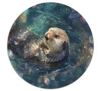 Puzzle 1000pcs (67.5x67.5cm) Erwachsene Sea Otters Float in The Colorful Water Ripples Puzzle Damen Herren Holzbrett Präzisions-Interlocking