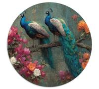 Puzzle 1000pcs (67.5x67.5cm) Erwachsene Zwei elegante Pfauen sitzen auf einem blühenden Ast. Damen Herren Holzbrett Präzisions-Interlocking