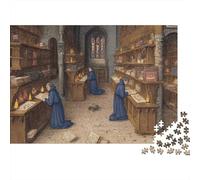 Puzzle 1000pcs (75x50cm) Erwachsene Abbey Library Puzzle Damen Herren Holzbrett Präzisions-Interlocking Medieval Art