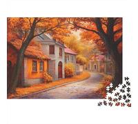 Puzzle 1000pcs (75x50cm) Erwachsene Autumn Street Puzzle Damen Herren Holzbrett Präzisions-Interlocking European Style Houses Roads