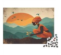 Puzzle 1000pcs (75x50cm) Erwachsene Caribbean Woman Kneeling on Fertile Land Puzzle Damen Herren Holzbrett Präzisions-Interlocking Glowing Seedlings