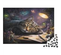 Puzzle 1000pcs (75x50cm) Erwachsene Fantasy Cat Puzzle Damen Herren Holzbrett Präzisions-Interlocking The Art of Nightmare