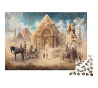 Puzzle 1000pcs (75x50cm) Erwachsene Historical Scenes Puzzle Damen Herren Holzbrett Präzisions-Interlocking Pyramids Ancient Churches War Chariots
