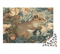 Puzzle 1000pcs (75x50cm) Erwachsene Squirrels, Intricate Floral And Foliage Puzzle Damen Herren Holzbrett Präzisions-Interlocking Victorian Aesthetics