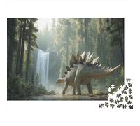Puzzle 1000pcs (75x50cm) Erwachsene Stegosaurus Puzzle Damen Herren Holzbrett Präzisions-Interlocking Waterfall Dense Trees