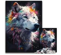 Puzzle 1000Pieces Jigsaw Arctic Wolf Painting Puzzles for Adults Brain Teaser Game Interactive Family Game Suitable for Ages 14 1000 PCS(75x50cm)