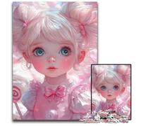 Puzzle 1000Pieces Jigsaw Cute Anime Girl with Candy Challenging Puzzles Perfect for Family Fun on Christmas Thanksgiving Birthdays Easter 1000 PCS(75x50cm)