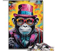 Puzzle 1000Pieces Jigsaw Graffiti Painting Monkey Jigsaw Puzzles for Adults 1000Piece with Family Interactive Game, for Ages 14+ (Size 50x75 cm)