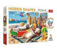 Trefl Hidden Shapes Feline Holidays - 1011 Piece Jigsaw Puzzles for Adults & Children Aged 12+ Cats at The Beach Puzzle
