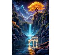 Puzzle 120 pieces for Adults Waterfall Lake Deer, Puzzles for Adults, Fun & Challenging 120 Piece Jigsaw Puzzles Gift for Adults & Families