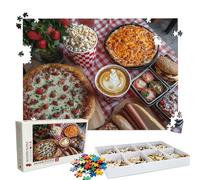 Puzzle 1500 - Pizza Coffee Jigsaw Games - 1500 Piece Jigsaw Puzzles for Adults - Pieces with Box - Wooden Puzzles - Challenging Game Beautiful - The Best Gifts Relaxation 34.3 X 22.4 Inch W3H-127
