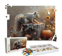Puzzle 1500 - Pumpkin Squirrel Jigsaw Games - 1500 Piece Jigsaw Puzzles for Adults - Pieces with Box - Wooden Puzzles - The Best Gifts for Stress Selief and Relaxation 34.3 X 22.4 Inch W3H-116
