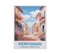 Puzzle 1500 Teile für Erwachsene, Perpignan Pyrenees Orientales Vintage-Reiseplakat, Holzpuzzle - Einzigartig, geeignet für Jugendliche und Erwachsene-BT427-57x87cm