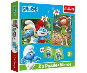 Puzzle 2-In-1 + Memos Fun Smurf Games Trefl Puzzle Top