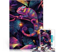Puzzle 2000 Piece Adult Neon Chameleon in Jungle Made of cardboard for age 14+ Home art decoration great gift。size:70x100cm/27.5x39.3inch