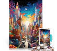 Puzzle 2000 Piece Adult Vibrant Paranormal City Made of cardboard for age 14+ Challenging Game Games Toys Gift。size:70x100cm/27.5x39.3inch
