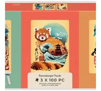 Puzzle 2D 3X100 Red Panda & Drag Ravensburger Genuine Jigsaw High Quality Toy Gi