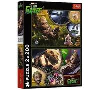 Trefl 2in1: Marvel Guardians of The Galaxy, I Am Groot-2 x 200 Pieces-Set of Two Jigsaw Puzzles for Boys, Multicoloured, 13315