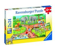 Puzzle 2X24Pcs A Day At The Zoo Ravensburger Puzzle Top Quality