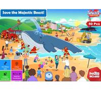 Puzzle 3 year old 50 Piece jigsaw puzzles Large Floor Saving the Beast Whale Sea Animal Large Floor JIgsaw Puzzle for Kids Age 3+ Years Up Birthday Gift TOTBLISS