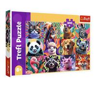Trefl - Funny Animal Portraits - Puzzle 300 Pieces - Colourful Collage with Animals, Creative Entertainment, Fun for Children from 8 Years