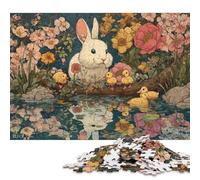 Puzzle 300 Pieces Jigsaws Floral Haven with Bunny And Ducklings Creative Jigsaw Puzzles for Adults Woodenboard Puzzles Jigsaw Puzzles for Birthday Festivals Gifts 300pcs (40x28cm)