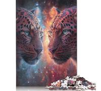 Puzzle 300 Pieces Jigsaws Leopard Twins Cosmic Connection Jigsaw Puzzles for Adults Wooden Jigsaw Interesting Stress Reduction Jigsaw Puzzles 300pcs (40x28cm)