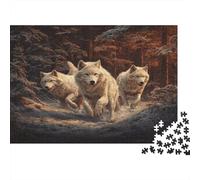 Puzzle 38x26cm/1000pcs Erwachsene Arctic Wolves Puzzle Damen Herren Holzbrett Präzisions-Interlocking Wildlife Forest Scene