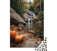Puzzle 38x26cm/1000pcs Erwachsene Autumn in Maggie Valley, Pumpkin, And Saco Falls Puzzle Damen Herren Holzbrett Präzisions-Interlocking