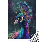Puzzle 38x26cm/1000pcs Erwachsene Colorful Peacock Puzzle Damen Herren Holzbrett Präzisions-Interlocking Cosmic Art