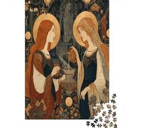 Puzzle 38x26cm/1000pcs Erwachsene Medieval Style Colored Manuscript Painting Puzzle Damen Herren Holzbrett Präzisions-Interlocking