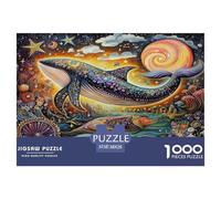 Puzzle 38x26cm/1000pcs Erwachsene Moon Whale, Cosmic Rock Painting,Aboriginal Pattern Art Puzzle Damen Herren Holzbrett Präzisions-Interlocking