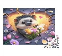Puzzle 38x26cm/1000pcs Erwachsene The Little Hedgehog Poked Its Head Out from The Crack in The Wall Puzzle Damen Herren Holzbrett Präzisions-Interlocking