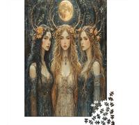 Puzzle 38x26cm/1000pcs Erwachsene Three Moon Goddesses Puzzle Damen Herren Holzbrett Präzisions-Interlocking Ancient Deities