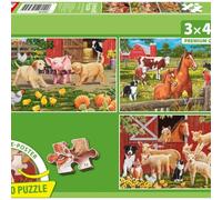 Schmidt Spiele 56579 Animals on the Farm Children's Puzzle 3 x 48 Pieces Made of Grass Cardboard