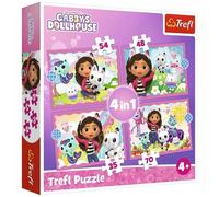 Trefl Gabbys Dollhouse 4 in 1 Puzzle Set - 35, 48, 54 & 70 Pieces - Character Puzzles for Children - For Ages 4+