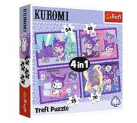 Trefl - Kuromi, Day Kuromi - Puzzles 4in1, 4 Puzzles, 35 to 70 Pieces - Various Difficulty, for Children from 4 years