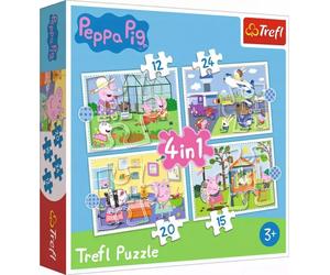 Puzzle 4w1. 12, 15, 20, 24 elementy. Świnka Peppa. Wspomnienia z wakacji - T...