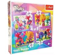 Puzzle 4w1 Przygody kolorowych Trolli TREFL - Trefl