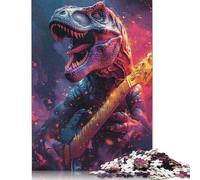 Puzzle 500 Pcs Jigsaw Puzzles for And Adult Dinosaur Paying Guitar Jigsaw Puzzle Intellectual Decompressing Fun Game 500pcs (52x38cm)