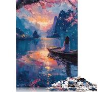 Puzzle 500 Piece Adult Jigsaw Puzzle Cherry Blossom Lake Jigsaw Puzzles for Teenagers Wooden Puzzles Home Decoration Puzzle Toys 500pcs (52x38cm)